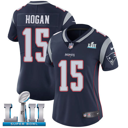 Nike Patriots #15 Chris Hogan Navy Blue Team Color Super Bowl LII Women's Stitched NFL Vapor Untouchable Limited Jersey